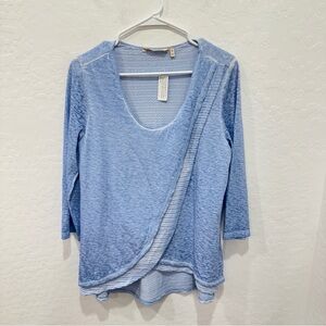 Soft Surroundings Remi Slub Jersey Tunic Top Womens Medium Light Blue Layered